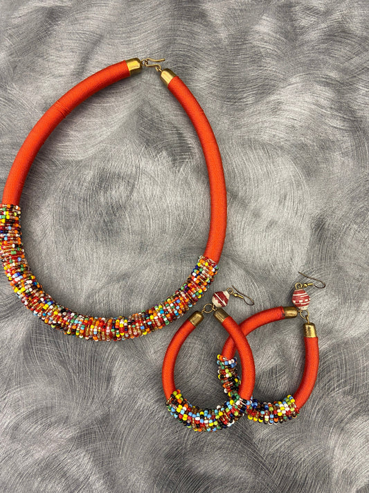 Raisa Orange necklace set